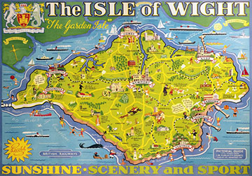 Isle of Wight map. Vintage BR Travel poster by Tom Smith. 1949